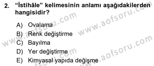 İslam İbadet Esasları Dersi 2015 - 2016 Yılı (Vize) Ara Sınav Soruları 2. Soru
