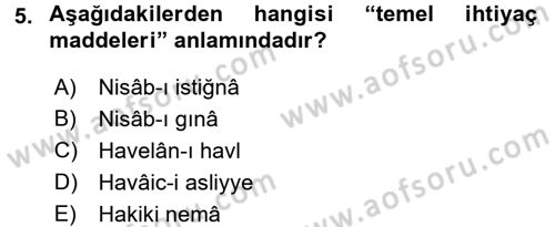 İslam İbadet Esasları Dersi 2017 - 2018 Yılı 3 Ders Sınav Soruları 5. Soru