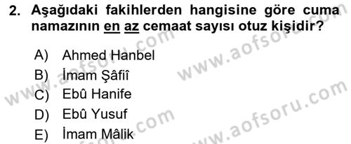 İslam İbadet Esasları Dersi 2019 - 2020 Yılı (Final) Dönem Sonu Sınav Soruları 2. Soru