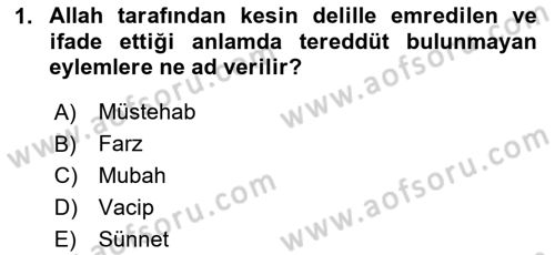 İslam İbadet Esasları Dersi 2020 - 2021 Yılı Yaz Okulu Sınav Soruları 1. Soru