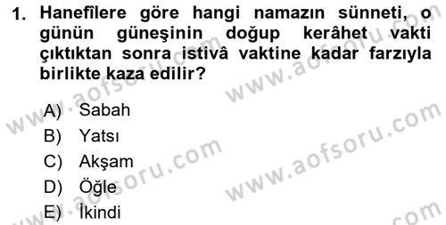 İslam İbadet Esasları Dersi 2021 - 2022 Yılı (Final) Dönem Sonu Sınav Soruları 1. Soru
