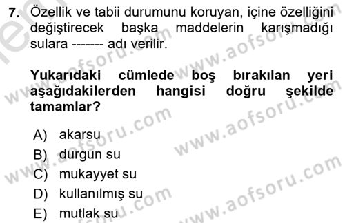 İslam İbadet Esasları Dersi 2025 - 2026 Yılı (Vize) Ara Sınav Soruları 7. Soru