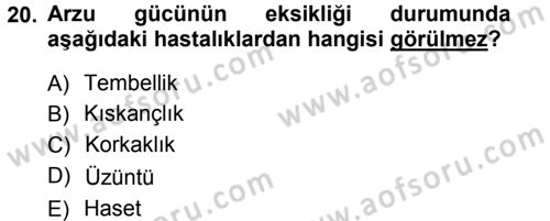 İslam Ahlak Esasları Dersi Ara Sınavı Deneme Sınav Soruları 20. Soru