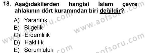 İslam Ahlak Esasları Dersi 2012 - 2013 Yılı (Final) Dönem Sonu Sınav Soruları 18. Soru