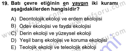 İslam Ahlak Esasları Dersi 2012 - 2013 Yılı (Final) Dönem Sonu Sınav Soruları 19. Soru