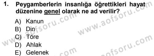 İslam Ahlak Esasları Dersi Ara Sınavı Deneme Sınav Soruları 1. Soru