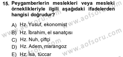 İslam Ahlak Esasları Dersi 2013 - 2014 Yılı (Final) Dönem Sonu Sınav Soruları 15. Soru