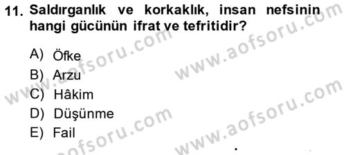 İslam Ahlak Esasları Dersi 2014 - 2015 Yılı (Final) Dönem Sonu Sınav Soruları 11. Soru