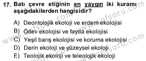 İslam Ahlak Esasları Dersi 2014 - 2015 Yılı (Final) Dönem Sonu Sınav Soruları 17. Soru