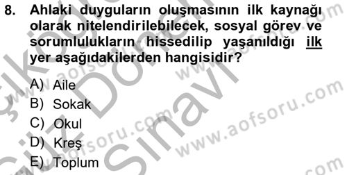 İslam Ahlak Esasları Dersi 2014 - 2015 Yılı (Final) Dönem Sonu Sınav Soruları 8. Soru