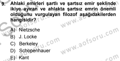 İslam Ahlak Esasları Dersi 2014 - 2015 Yılı (Final) Dönem Sonu Sınav Soruları 9. Soru