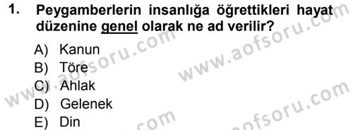 İslam Ahlak Esasları Dersi 2014 - 2015 Yılı Tek Ders Sınav Soruları 1. Soru