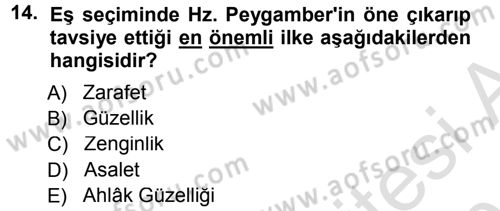 İslam Ahlak Esasları Dersi 2014 - 2015 Yılı Tek Ders Sınav Soruları 14. Soru