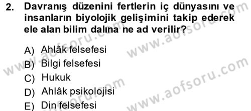 İslam Ahlak Esasları Dersi 2014 - 2015 Yılı Tek Ders Sınav Soruları 2. Soru