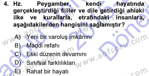 İslam Ahlak Esasları Dersi 2015 - 2016 Yılı (Final) Dönem Sonu Sınav Soruları 4. Soru