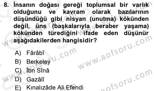 İslam Ahlak Esasları Dersi 2016 - 2017 Yılı (Final) Dönem Sonu Sınav Soruları 8. Soru