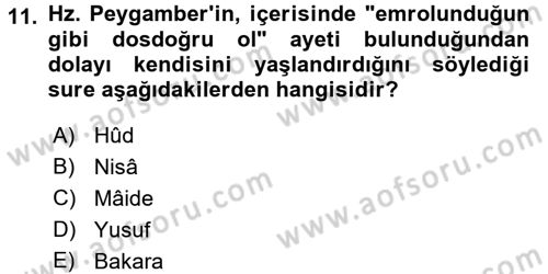 İslam Ahlak Esasları Dersi 2017 - 2018 Yılı 3 Ders Sınav Soruları 11. Soru