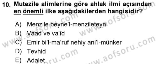 İslam Ahlak Esasları Dersi Ara Sınavı Deneme Sınav Soruları 10. Soru