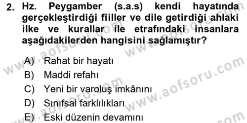 İslam Ahlak Esasları Dersi 2017 - 2018 Yılı (Final) Dönem Sonu Sınav Soruları 2. Soru