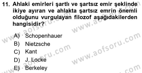 İslam Ahlak Esasları Dersi 2018 - 2019 Yılı 3 Ders Sınav Soruları 11. Soru