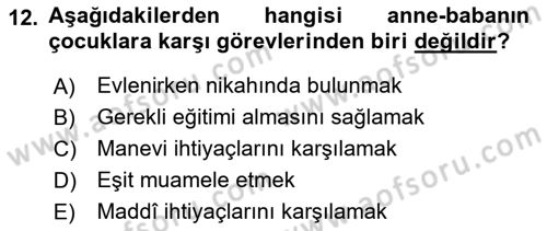 İslam Ahlak Esasları Dersi 2018 - 2019 Yılı 3 Ders Sınav Soruları 12. Soru