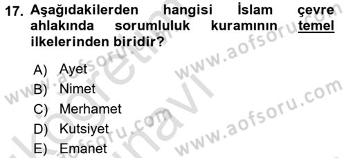 İslam Ahlak Esasları Dersi 2018 - 2019 Yılı 3 Ders Sınav Soruları 17. Soru