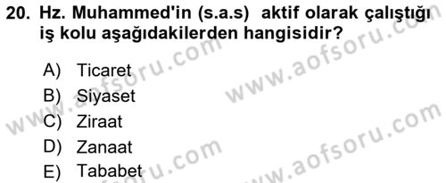 İslam Ahlak Esasları Dersi 2018 - 2019 Yılı 3 Ders Sınav Soruları 20. Soru