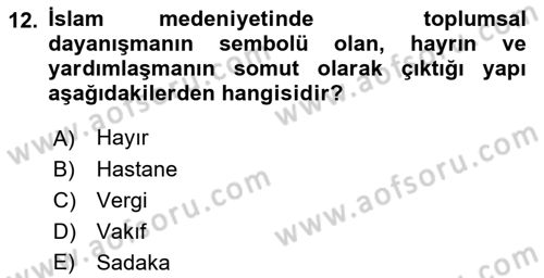 İslam Ahlak Esasları Dersi 2018 - 2019 Yılı (Final) Dönem Sonu Sınav Soruları 12. Soru