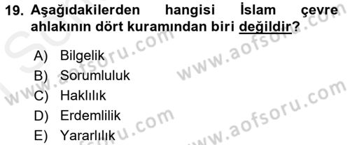 İslam Ahlak Esasları Dersi 2018 - 2019 Yılı (Final) Dönem Sonu Sınav Soruları 19. Soru