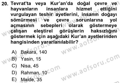 İslam Ahlak Esasları Dersi 2018 - 2019 Yılı (Final) Dönem Sonu Sınav Soruları 20. Soru