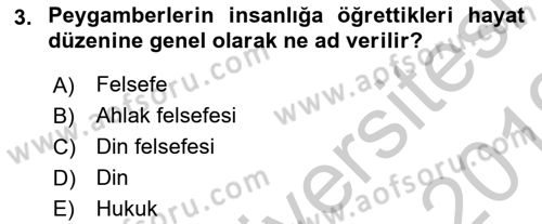 İslam Ahlak Esasları Dersi 2018 - 2019 Yılı Yaz Okulu Sınav Soruları 3. Soru