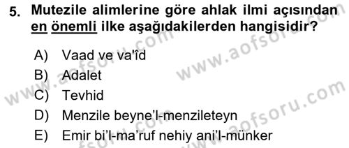 İslam Ahlak Esasları Dersi 2018 - 2019 Yılı Yaz Okulu Sınav Soruları 5. Soru