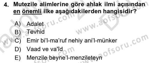 İslam Ahlak Esasları Dersi 2019 - 2020 Yılı (Final) Dönem Sonu Sınav Soruları 4. Soru