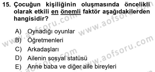 İslam Ahlak Esasları Dersi 2020 - 2021 Yılı Yaz Okulu Sınav Soruları 15. Soru