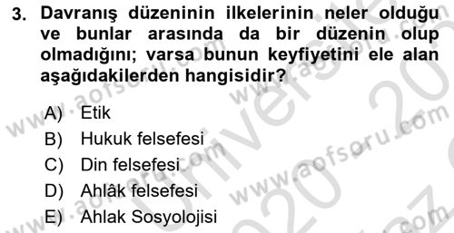 İslam Ahlak Esasları Dersi 2020 - 2021 Yılı Yaz Okulu Sınav Soruları 3. Soru