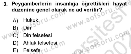İslam Ahlak Esasları Dersi 2021 - 2022 Yılı (Vize) Ara Sınav Soruları 3. Soru