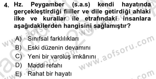 İslam Ahlak Esasları Dersi 2021 - 2022 Yılı (Vize) Ara Sınav Soruları 4. Soru