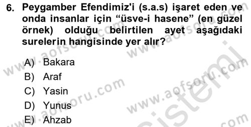 İslam Ahlak Esasları Dersi 2021 - 2022 Yılı (Vize) Ara Sınav Soruları 6. Soru