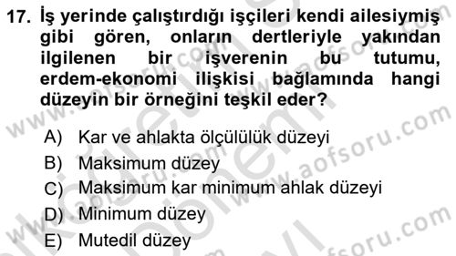 İslam Ahlak Esasları Dersi 2021 - 2022 Yılı (Final) Dönem Sonu Sınav Soruları 17. Soru