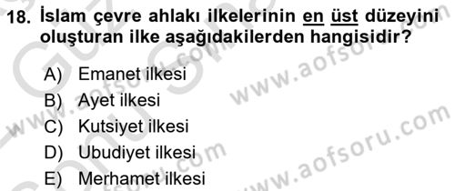 İslam Ahlak Esasları Dersi 2021 - 2022 Yılı (Final) Dönem Sonu Sınav Soruları 18. Soru