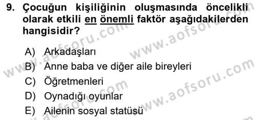 İslam Ahlak Esasları Dersi 2021 - 2022 Yılı (Final) Dönem Sonu Sınav Soruları 9. Soru