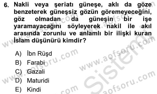 İslam Ahlak Esasları Dersi 2022 - 2023 Yılı (Vize) Ara Sınavı 6. Soru