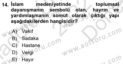 İslam Ahlak Esasları Dersi 2022 - 2023 Yılı (Final) Dönem Sonu Sınav Soruları 14. Soru