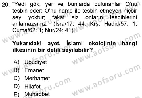 İslam Ahlak Esasları Dersi 2022 - 2023 Yılı (Final) Dönem Sonu Sınav Soruları 20. Soru