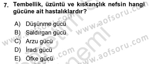 İslam Ahlak Esasları Dersi 2022 - 2023 Yılı (Final) Dönem Sonu Sınav Soruları 7. Soru