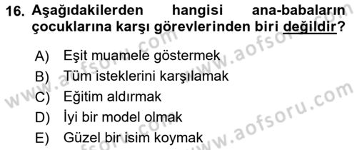 İslam Ahlak Esasları Dersi 2022 - 2023 Yılı Yaz Okulu Sınav Soruları 16. Soru