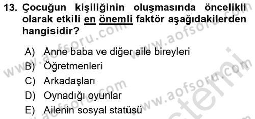 İslam Ahlak Esasları Dersi 2023 - 2024 Yılı Yaz Okulu Sınav Soruları 13. Soru