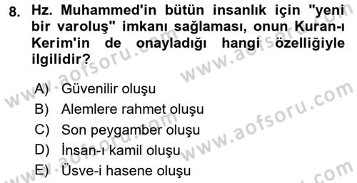 İslam Ahlak Esasları Dersi 2025 - 2026 Yılı (Vize) Ara Sınav Soruları 8. Soru
