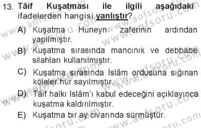 İlk Dönem İslam Tarihi Dersi 2012 - 2013 Yılı Tek Ders Sınav Soruları 13. Soru