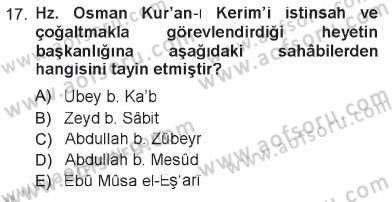 İlk Dönem İslam Tarihi Dersi 2012 - 2013 Yılı Tek Ders Sınav Soruları 17. Soru
